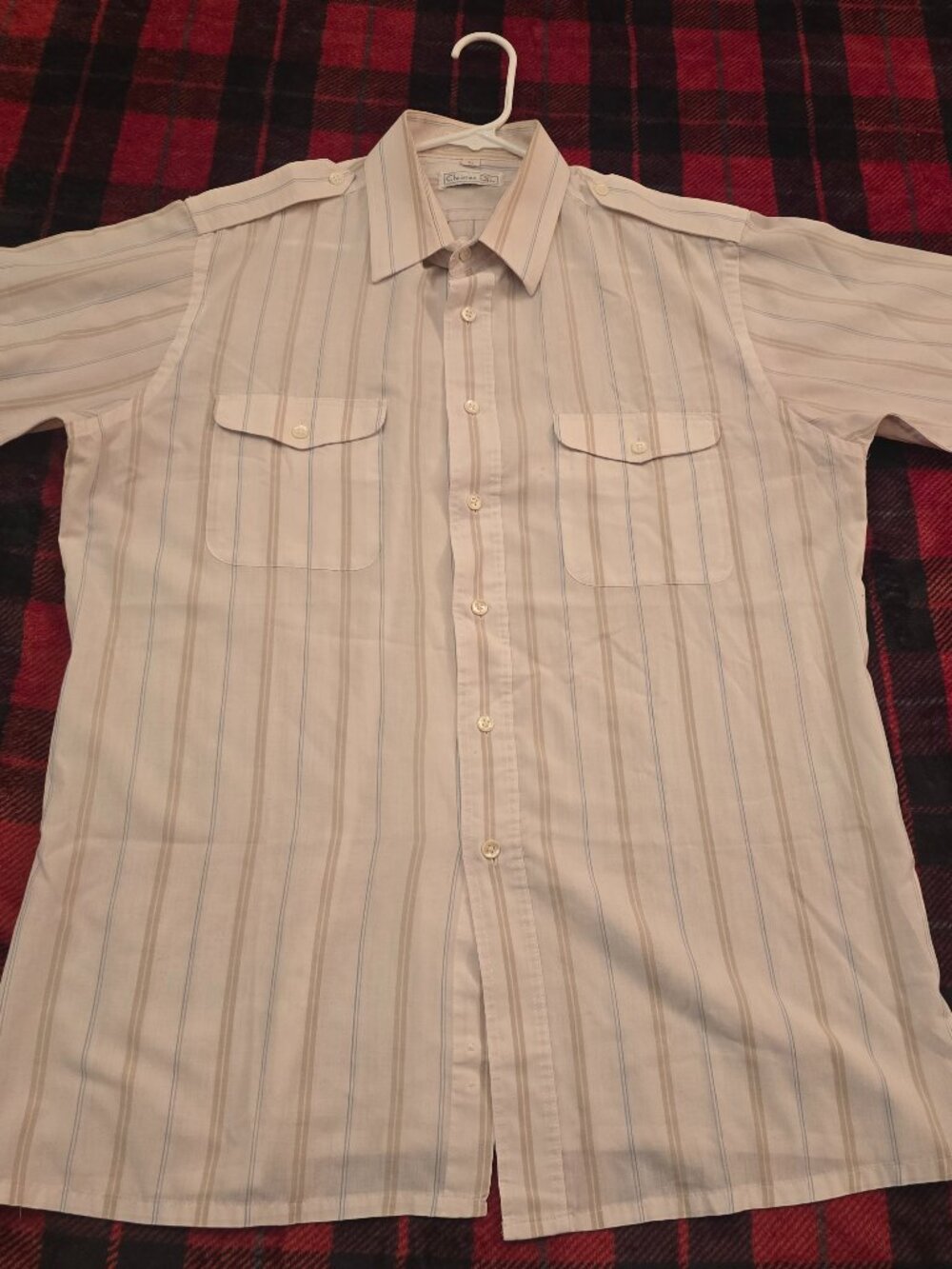 Vintage Christian Dior Short Sleeve Striped Safari Shirt Large